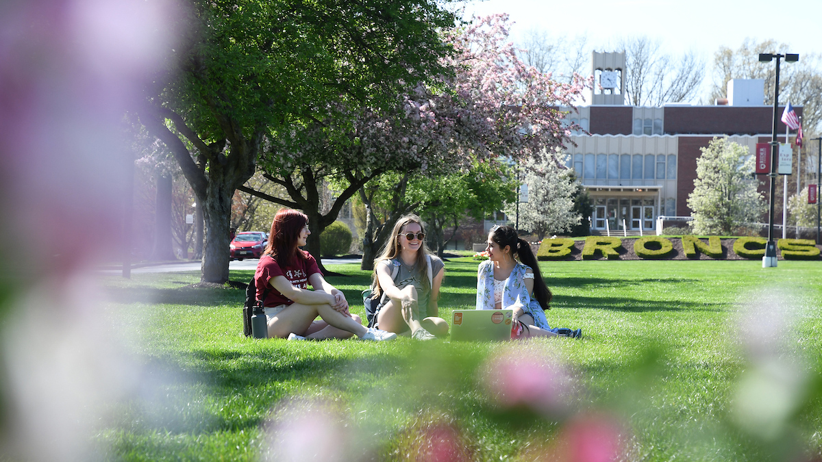 Students on campus mall