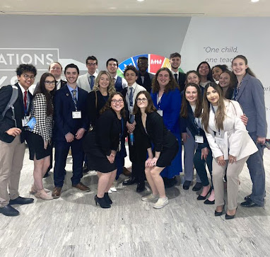 Students on Team Armenia Model UN pose for photo