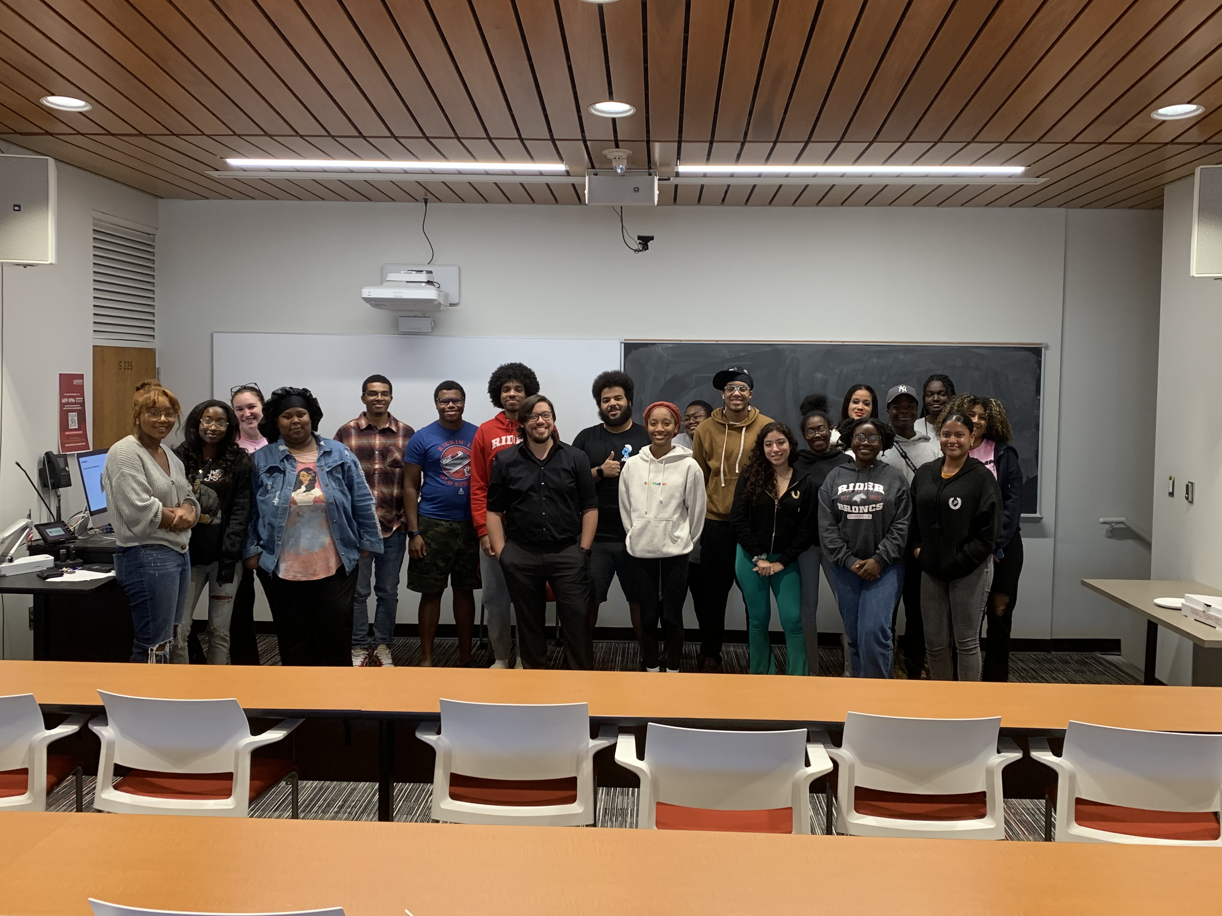 students attending a speaking event