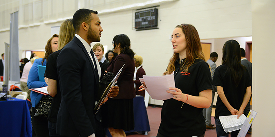 Rider students attending the Career Fair at Rider University