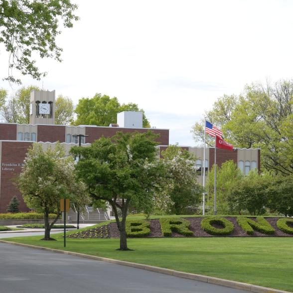 Campus mall in front of Moore Library