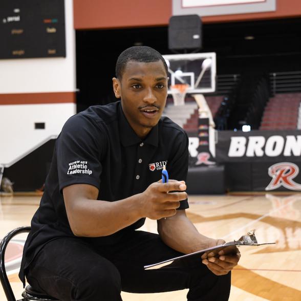 Athletic Leadership student speaks in Broncs stadium