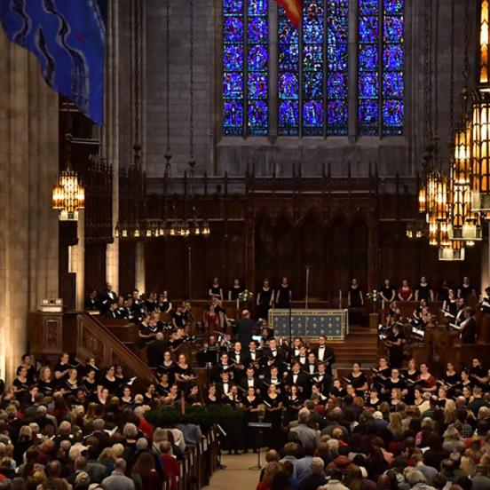 This image shows a previous performance of Readings and Carols at Princeton University Chapel. 