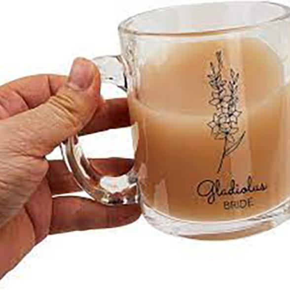 Glass mug with custom design - business in action
