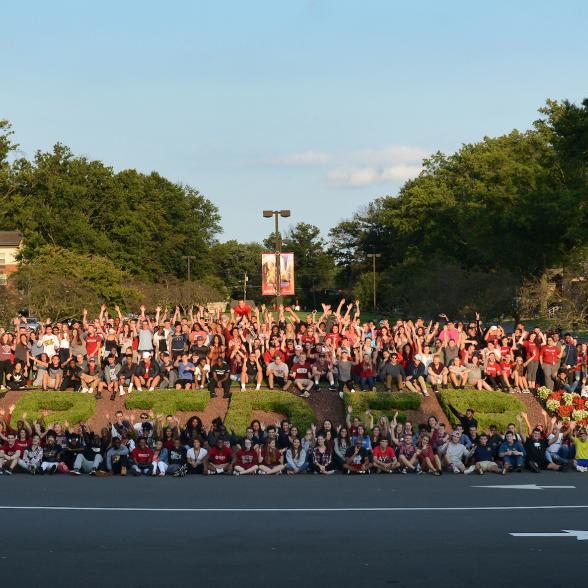 Group of students in front of Moore Library