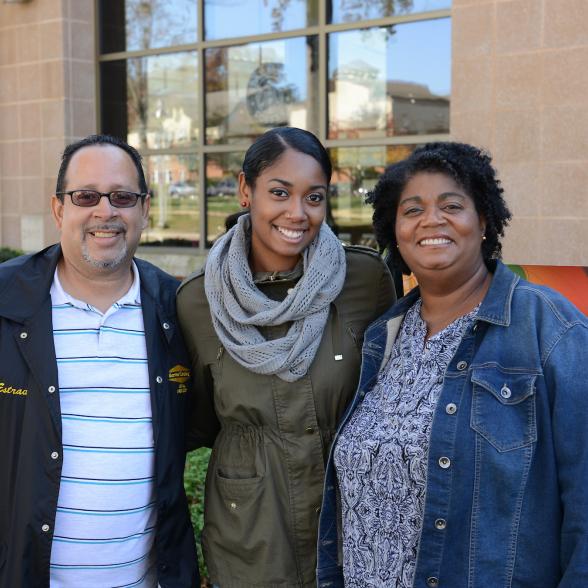 Rider student and her family on Family Weekend