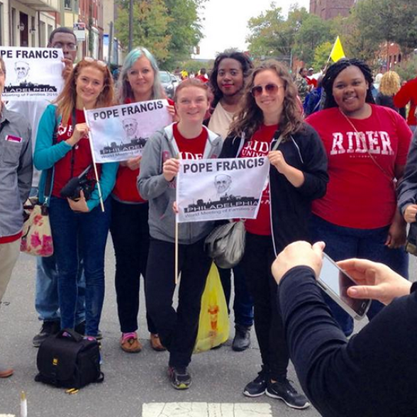 Rider University journalism students cover Pope Francis's hi