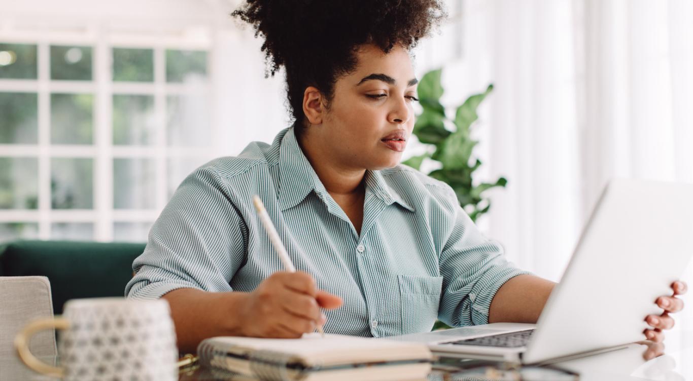 Young businesswoman working from home