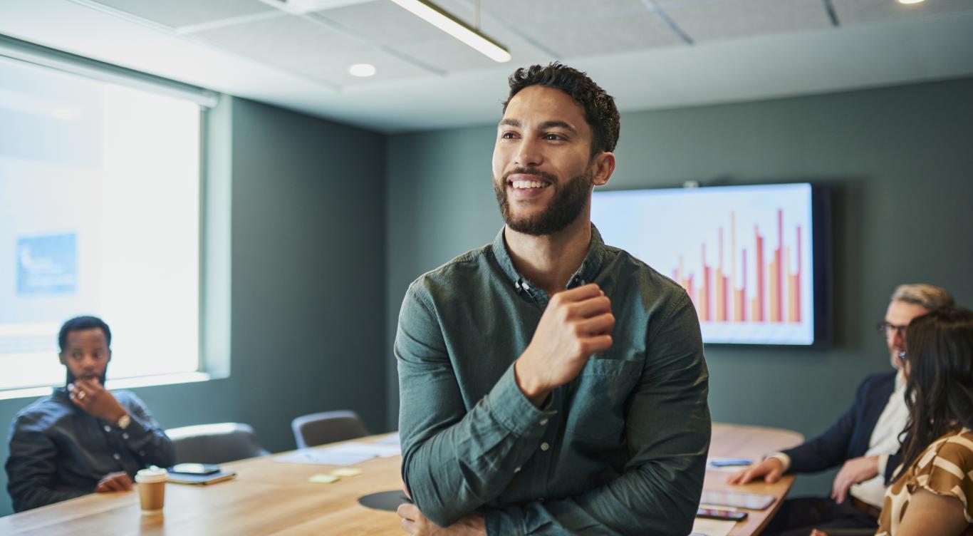 Man in office meeting room