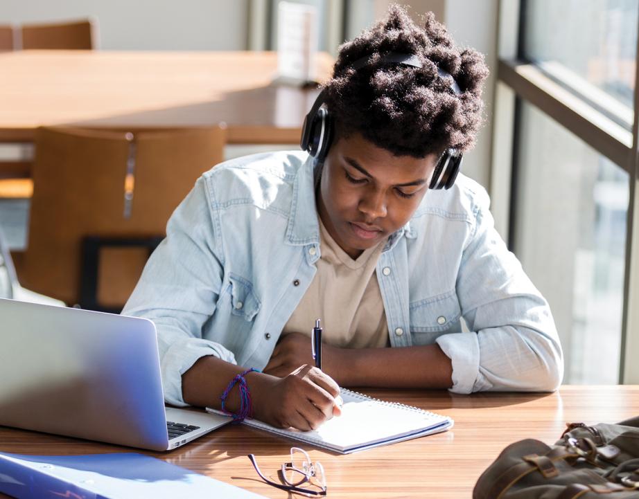 Student studying in the library